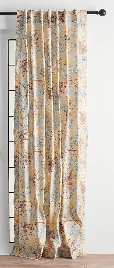 Maison d' Hermine Curtains for Living Room 100% Cotton 96 inch Length Two Panels Light Filtering Curtains for Bedroom Windows with Rod and Loop Pockets Drapes (Feuillage Light Ecru, 50" W x 96" L)