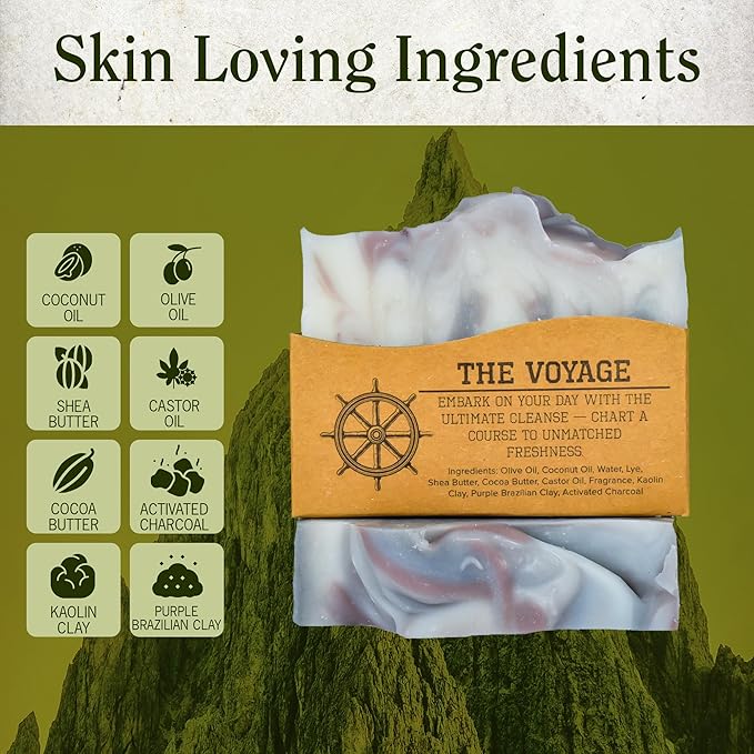 Compass Soap The Voyage | Natural Bar Soap for Men & Women | Body & Face Soap Bar for Women and Men | Minimalist & Gentle Lather | Natural Bath Soap, Paraben & Phthalate Free | 5 oz, Pack of 2