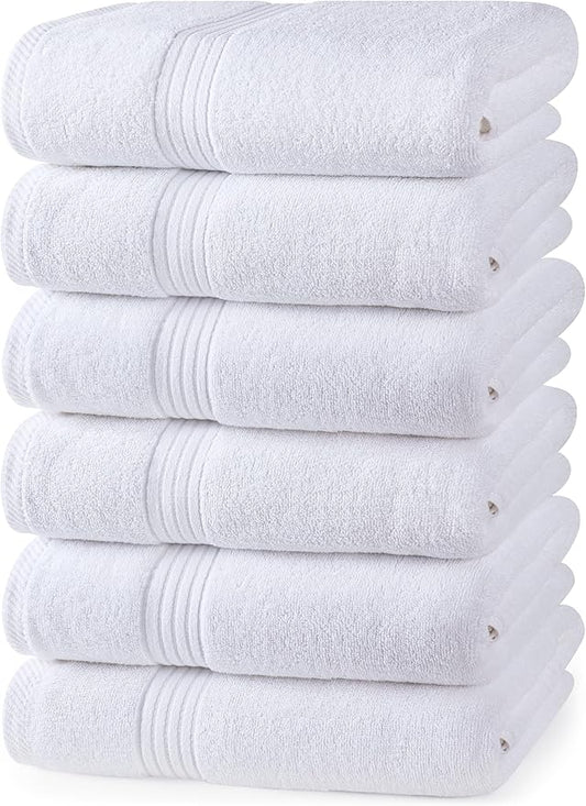 Utopia Towels 6 Piece Premium Hand Towels Set, 16 by 28 inches, 100% Ring Spun Cotton, Lightweight and Highly Absorbent Towels for Bathroom, Travel, Camp, Hotel, and Spa, White