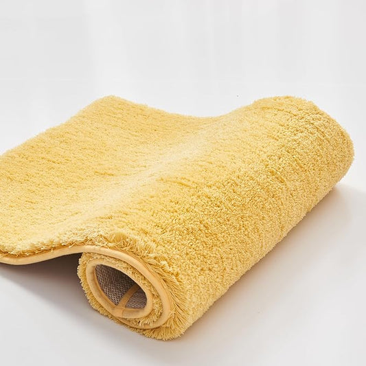 CozeCube Upgraded Shaggy Bath mat for Bathroom Non Slip 20" X 32", Super Soft Quick Dry Bath Rugs, Fluffy Plush Bathroom Rugs Machine Washable, Bright Yellow