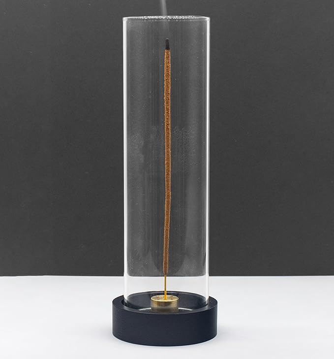 Incense Holder for Sticks,Modern Incense Stick Holder with Glass Ash Catcher[Anti ash Flying], Incense Burner Holder,Zen Glass Incense Holder,for Spa Home Decor Yoga Meditation[Black]