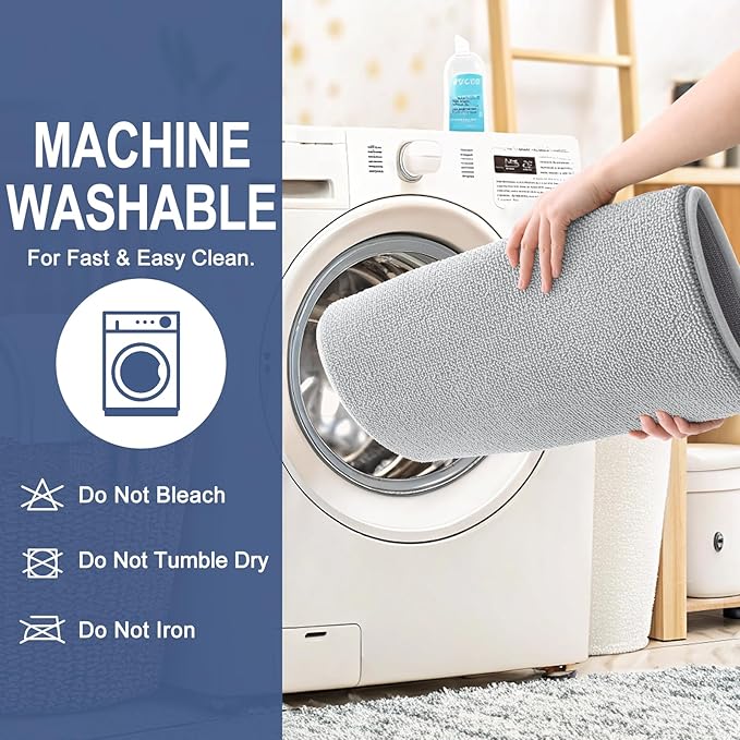 OLANLY Thick Memory Foam Bath Mat Rug 70x24, Extra Soft Absorbent Bathroom Rug, Quick Dry Bath Mats, Non-Slip, Machine Washable Carpet for Bathroom, Tub and Shower, Home Decor Accessories, Light Grey