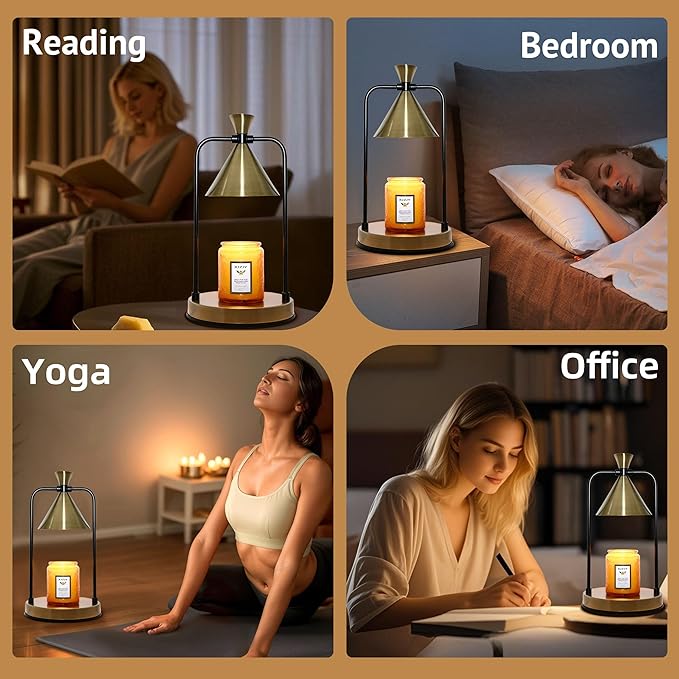 Candle Warmer Lamp with Timer Dimmer,Electric Candle Warmer, Candle Lamp with Large Base for Scented Jar Candles,Birthday Gifts for Mom Women,House Warming Gifts for New Home Bedroom Decor,Bronze