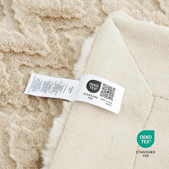 Cozy Bliss Faux Fur Throw Blanket for Couch - Clearance Soft Fuzzy Cozy Throw Gift Blankets for Women,Beige Boho Blanket for Sofa Bedroom Living Room.50 * 60 Inches