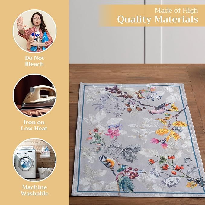 Maison d' Hermine Placemats Set of 4 100% Cotton Washable Cloth Place Mats, Reusable Table Mats for Kitchen Dining Decoration, Party, Wedding, Restaurant (Equinoxe - Grey, 13" x 19")