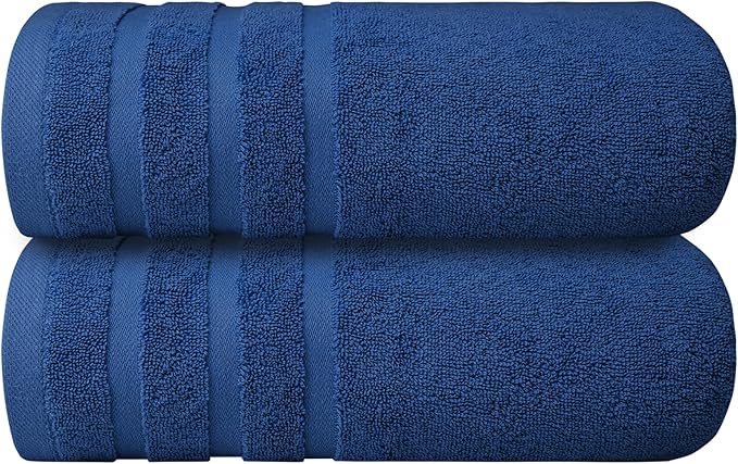 Infinitee Xclusives 100% Cotton Luxury Bath Towels Set of 2 (27x54 Inches), Soft, Absorbent, Quick Dry, Perfect Towels for Bathroom, Gym, Spa & Hotel |Tranquil Navy|