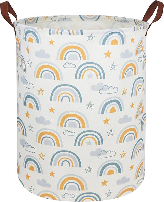 Kids Laundry Hamper,Rainbow Laundry Basket Collapsible Girls Storage Baskets for Home Decor,Office,Toy Organizer,(Bule Rainbow)