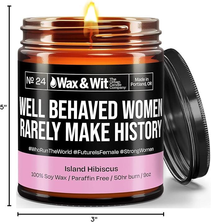 Wax & Wit Funny Soy Candle Gift for Women - Humorous, Aromatherapy Soy Wax Candle, Ideal for Housewarming, Coworker, Birthday – Island Hibiscus - 9oz
