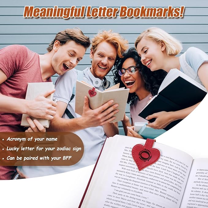 AIERSA Magnetic Bookmarks for Women, Heart Magnetic Leather Bookmark with Initial, A-Z Strong Magnet Book Marks for Book Lovers Reading Women Girls, Book Lovers Gifts Accessories