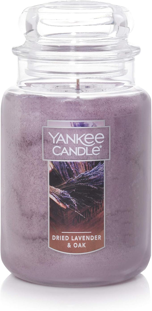 Yankee Candle Dried Lavender & Oak Scented, Classic 22 Oz Large Jar Single Wick Aromatherapy Candle, Over 110 Hours of Burn Time, Ideal for Creating a Welcoming Home, Perfect for Gifting