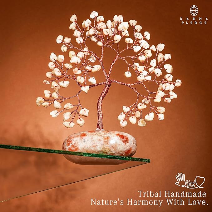 Sun Stone Crystal Tree of Life Office Decor Gifts for Women, Handmade Home Decoration Bonsai Feng Shui Trees for Positive Energy, Good Luck, Money, Meditation, Reiki Healing, Birthday Gifts