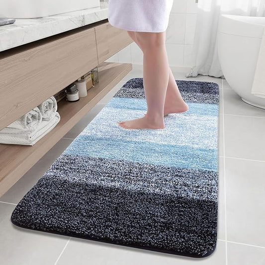 Arotive Microfiber Bathroom Rugs, Shaggy Soft and Absorbent Bath Rug, Non-Slip, Thick Plush Machine Washable Dry Bath Mats for Bathroom, Tub and Shower, 59x35, Blue