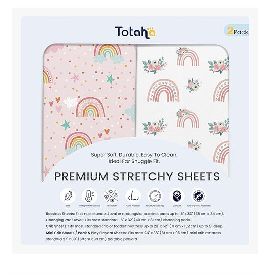 TotAha Changing Pad Cover, Buttery Soft Diaper Changing Pad Covers for Girls Boys, Super Stretchy Jersey Knit Changing Table Covers, 5'' Deep Pocket, 2 Pack