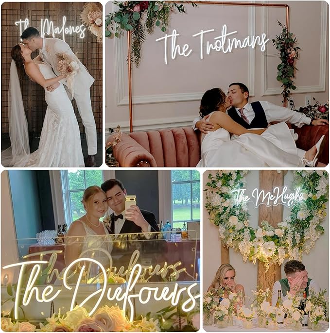 Custom Name Neon Sign Professional, Larger Customizable Wedding LED Neon Sign for Backdrop, Wedding Decor, Micro Weddings, Anniversary, Birthday Party Shop