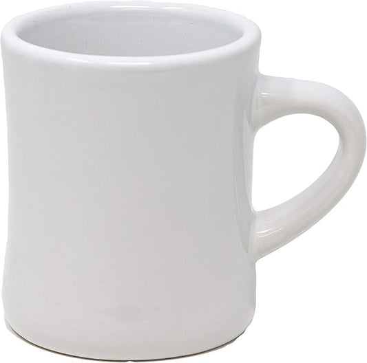 Funny Guy Mugs Classic Retro Diner Coffee Mug - Heavy Duty 10 Oz Stoneware Cup with Easy Grip Handle - Ideal for Hot and Cold Beverages (White, 10 Ounce)