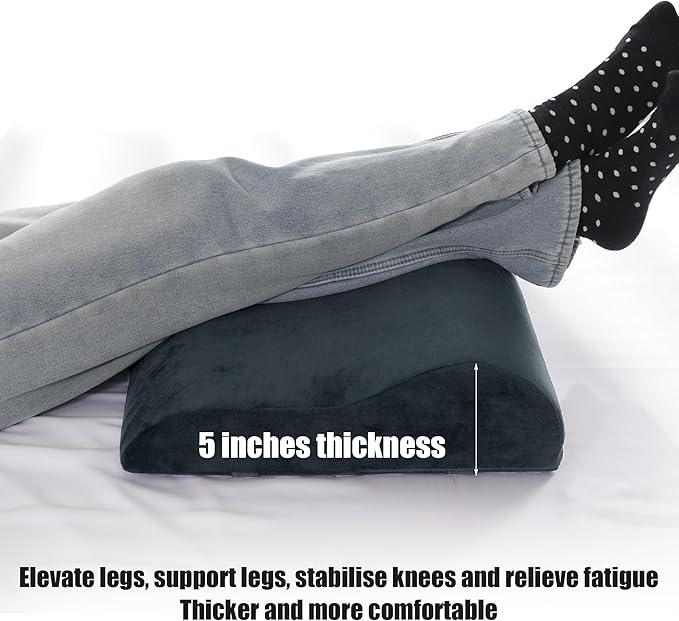 HOMBYS Extra Large Recliner Leg Pillow, Memory Foam Foot Rest Cushion Wave Shape Recliner Footrest Extender, Multi Purpose Back & Lumbar Support Pillow for Recliner, Bed, Sofa Couch,Grey