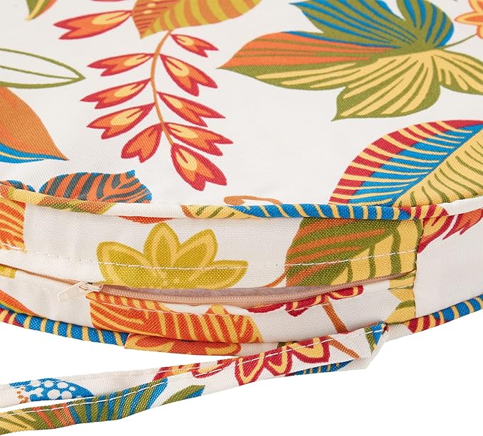 Greendale Home Fashions Outdoor 18-inch Round Reversible Seat Cushion, 2-Pack, Foliage 2 Count
