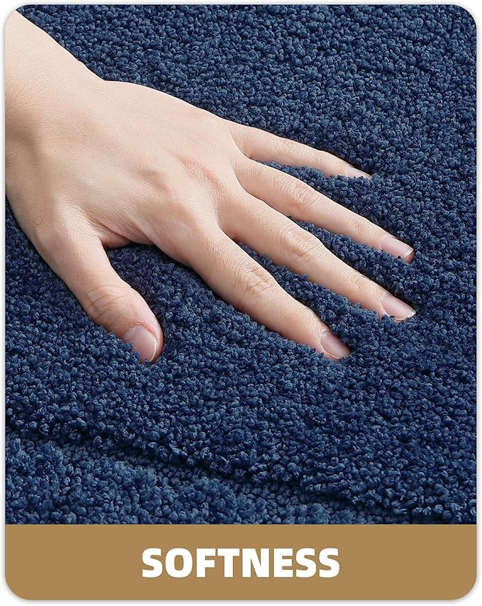 Color&Geometry Standard Sized Bath Rugs Non Slip Washable, 20"x31.5" Absorbent Navy Blue Bathroom Rugs, Soft Bath Mats for Bathroom Floor, Shower, Bathtub, Laundry