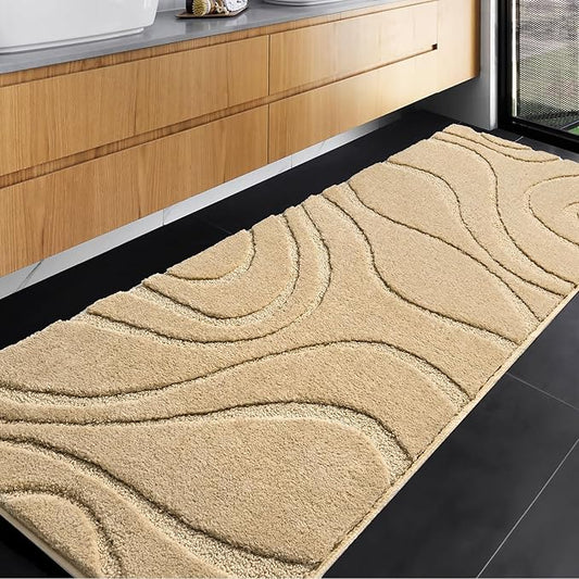 DEXDE Bathroom Rugs Runner 24 x 72 Inch,Extra Long Bathroom Rug Non-Slip,Machine Washable Bath Mats Rug,Beige Soft Carpets for Floor, Tub and Shower, Home Decor Accessories