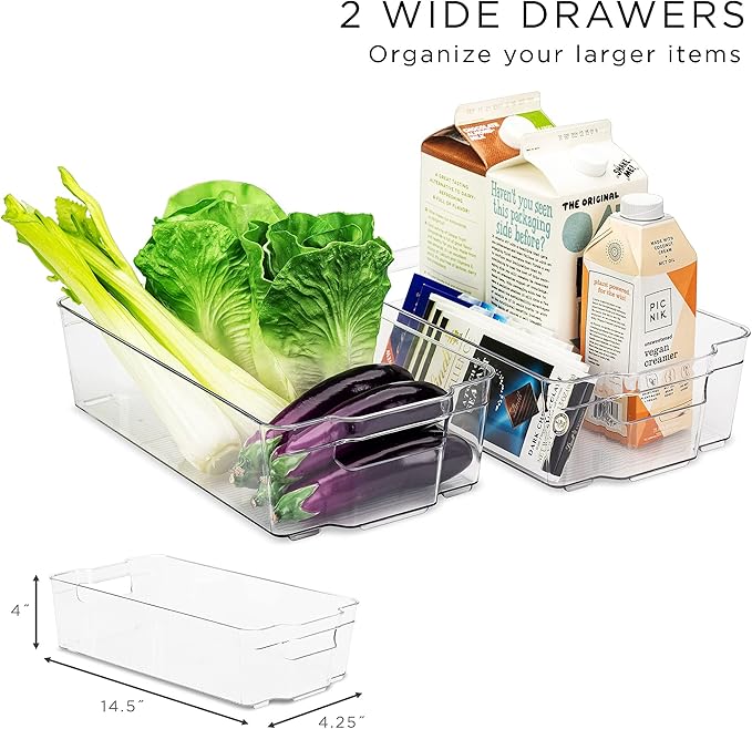Sorbus Fridge Organizer Bins – Set of 6 Refrigerator Organizers and Storage Containers, Stackable Freezer Bins and House Essentials for New Home, BPA-Free Pantry Drawer Organizers