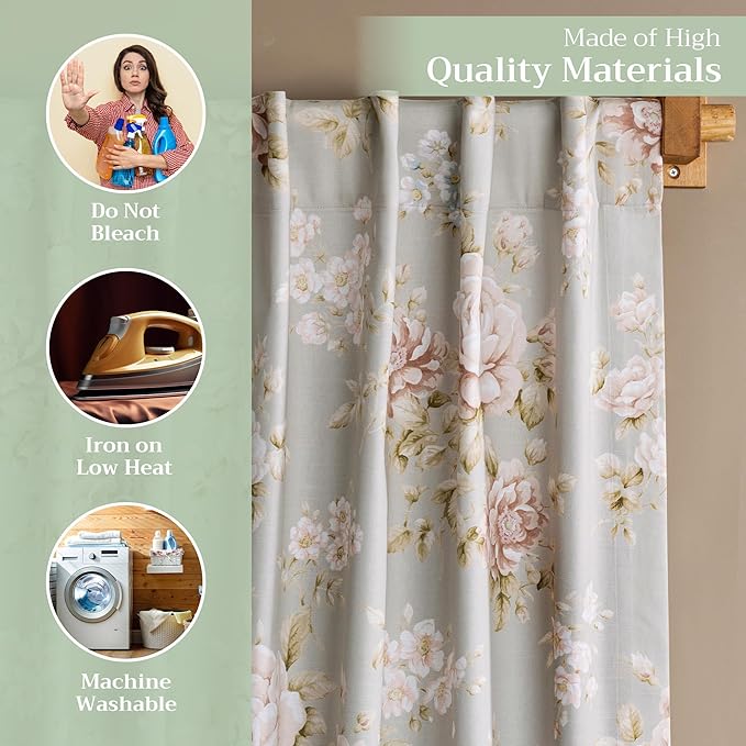 Maison d' Hermine Curtains for Living Room 100% Cotton 124 inch Length One Panel Light Filtering Curtains for Bedroom Windows with Rod and Loop Pockets Drapes (Newburry Pewter, 50" W x 124" L)