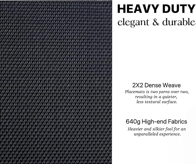 LEXMORE PVC Woven Placemats 4 PCS Wipeable Indoor/Outdoor Table Mats Washable Vinyl Place Mats for Dining Table, Set of 4-Black