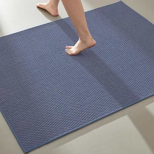 Large Bathroom Rugs Non Slip Washable Bath Rugs Super Absorbent Bathroom Rug Thin Quick Dry Low Pile Bath Mats, Denim Blue 36"x48"