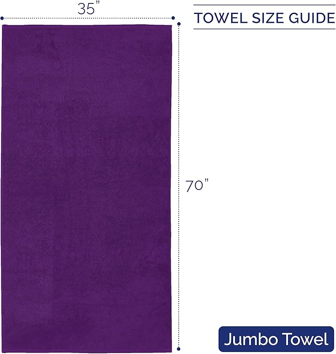 Elegant Comfort Premium Turkish Cotton 1 Piece Jumbo Bath Towel - 35 x 70 inch, Luxurious Hotel Spa Quality 100% Turkish Cotton Large Bath Towel - Highly Absorbent - Soft Bathroom Towel, Purple