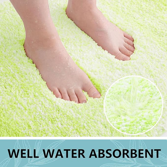Arotive Microfiber Bathroom Rugs, Shaggy Soft and Absorbent Bath Rug, Non-Slip, Thick Plush Machine Washable Dry Bath Mats for Bathroom, Tub and Shower, 24x16, Light Green