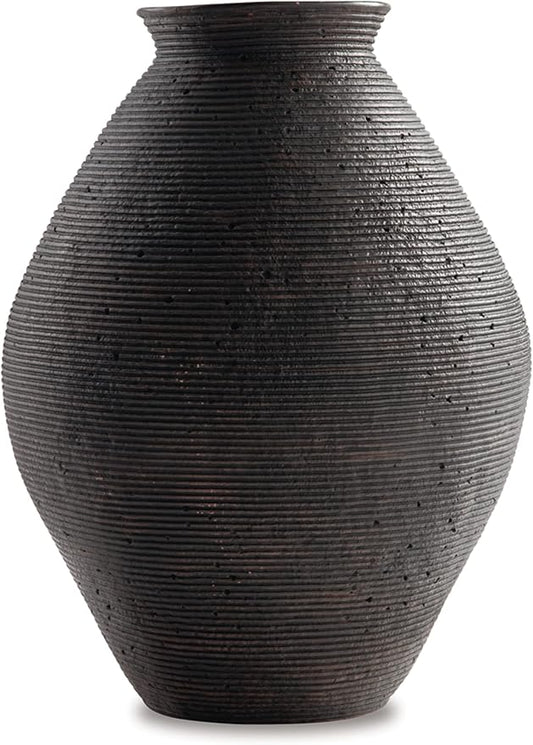 Signature Design by Ashley Hannela 17" Modern Distressed Polyresin Vase, Antique Brown