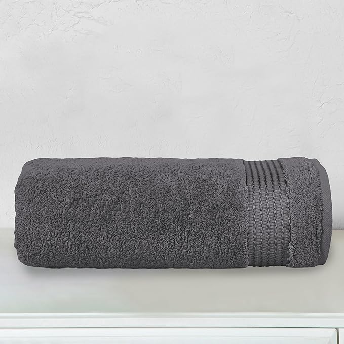 Elegant Comfort Premium Turkish Cotton 1 Piece Jumbo Bath Towel - 35 x 70 inch, Luxurious Hotel Spa Quality 100% Turkish Cotton Large Bath Towel - Highly Absorbent - Soft Bathroom Towel, Gray