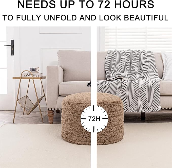 Round Pouf Ottoman 20 x 20 x 14 Inches Boho Poof Home Decor Floor Pouffe Ottoman Foot Rest for Couch Sofa Bean Bag Chairs Living Room Bedroom (Tan)