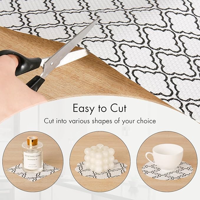 Cooyes Shelf Liner – Non-Slip Shelf Liners for Kitchen Cabinets – Waterproof Shelf Paper with Modern Pattern – Durable EVA Cabinet Liners