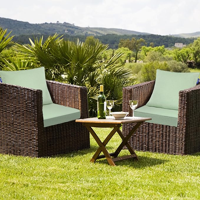 Deep Seat Cushions, Outdoor Cushions, Patio Furniture Cushions, Deep Seat & Back Cushion Patio Cushions with Rmoveable Cover for Backyard Couch Sofa Fade Resistant (22x24x4 in, Light Green)