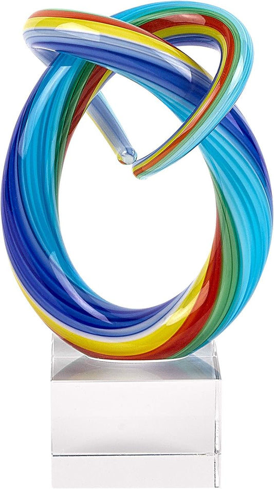 Badash Mini Rainbow Murano-Style Glass Sculpture - 6" Tall Mouth-Blown Art on Crystal Base - Contemporary Home Decor Accent Piece