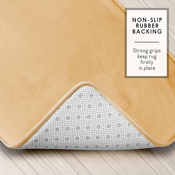 Clara Clark Bathroom Rugs, Velvet Memory Foam Bath Mat, Non-Slip, Machine Washable Bath Rugs - Dries Quickly, Ultra Soft Plush Bath Mats for Bathroom, 20 x 32, Cream