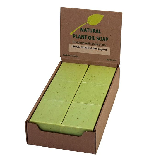 Lemon Myrtle Scented Natural Soap Bars (12 Bars), 3.5oz Moisturizing French Triple Milled Soap Bars Enriched with Shea Butter - Pure Plant Oil Bath & Body Bars