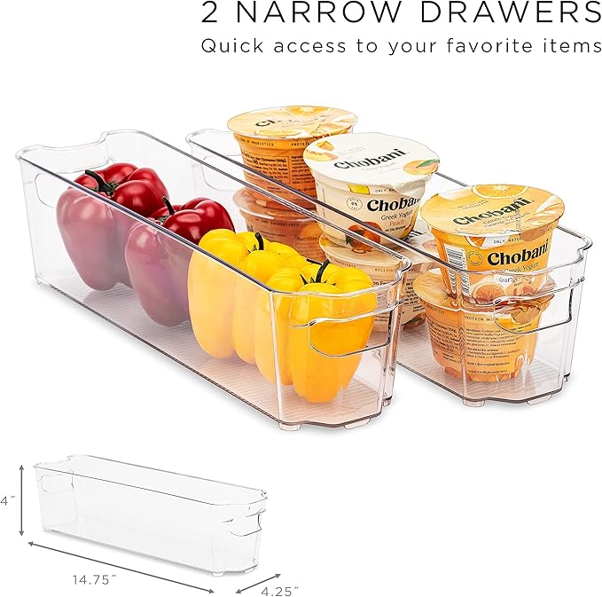 Sorbus Fridge Organizer Bins – Set of 6 Refrigerator Organizers and Storage Containers, Stackable Freezer Bins and House Essentials for New Home, BPA-Free Pantry Drawer Organizers