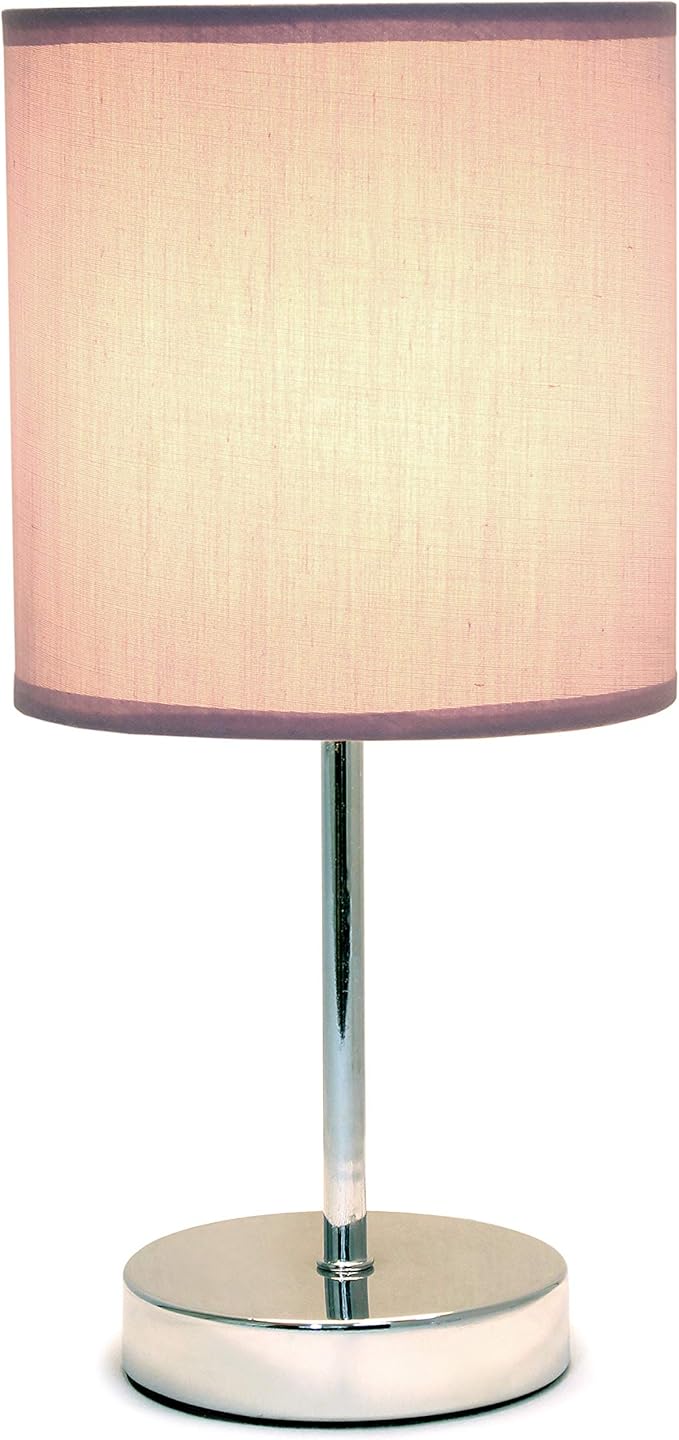 Simple Designs LT2007-PRP-LB Basic Chrome Mini Table Lamp for Living Room, Nightstand, Desk, Countertop, Purple, with Feit LED Bulb Included