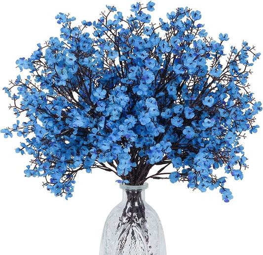 AILANDA 12 Bundles Baby Breath Flowers Artificial Bulk Fake Gypsophila Bouquets Sky Blue Real Touch Silk Floral Arrangements for Table Centerpieces Wedding Home Farmhouse Party DIY Autumn Decor