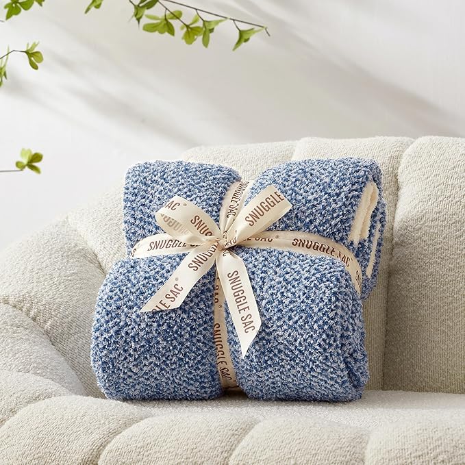 Snuggle Sac Blue Throw XL Blanket 50x70,Super Soft Warm Blankets Oversized Throw Knit Blankets Fuzzy Plush Blanket, Royal Blue, 50x70 inches