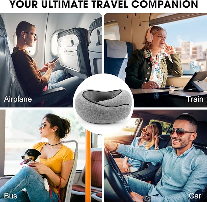 Neck Pillow, 2024 New Neck Pillow, Memory Cotton Neck Pillow, Can Store U-Shaped Pillow, Suitable for Airplanes, Cars, Offices, Upright Sleeping Neck Pillow (Gray)