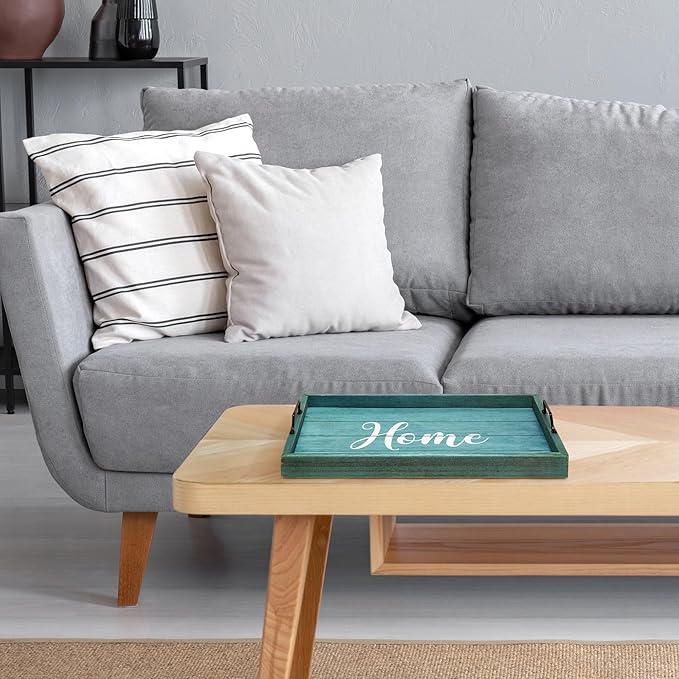 Elegant Designs, 15.50" x 12", Blue Wash Home Decorative Wood Serving Tray w/Handles (HG2000-BHW)