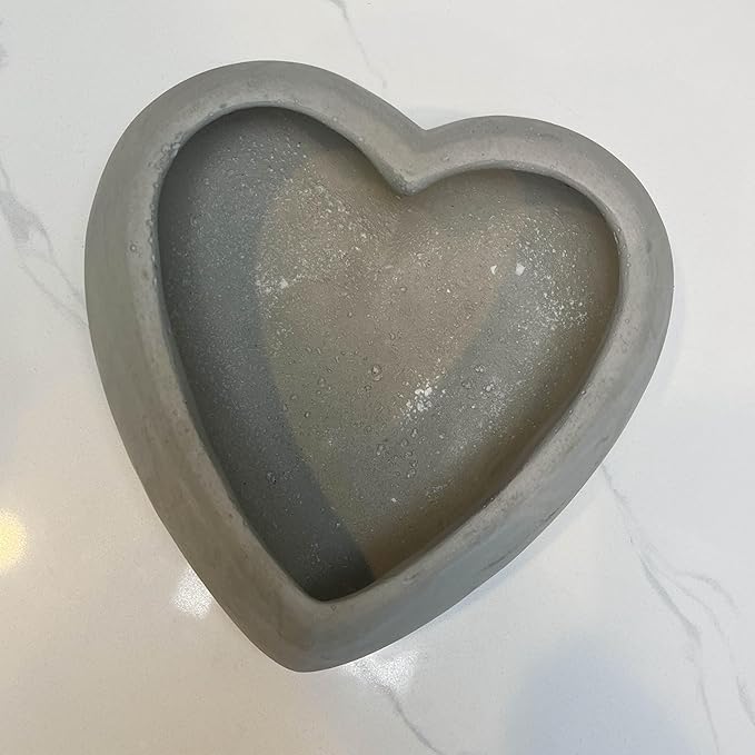 Admired By Nature 7.5" L Cement Heart Shape Planter, Concrete Planters, Indoor/Outdoor Stone Planter, Grey