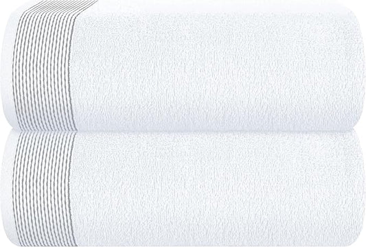 Belizzi Home Cotton 2 Pack Oversized Bath Sheet 35 x 70, Large Bath Sheet, Ultra Absorbent, Compact, Eco-Friendly and 100% Recyclable, Quick Drying and Lightweight Towel - White