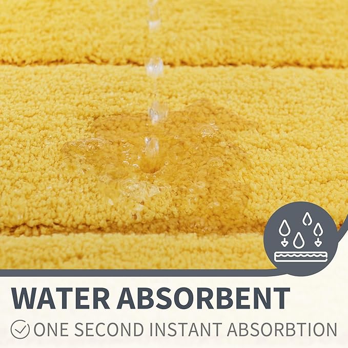 GRANNY SAYS Bathroom Rug Mat,36" x 24" Bath Mats for Bathroom Non-Slip, Super Soft and Water Absorbent, Microfiber Bath Rugs, Machine Wash Dry, Large Bath Rugs for Floor, Yellow