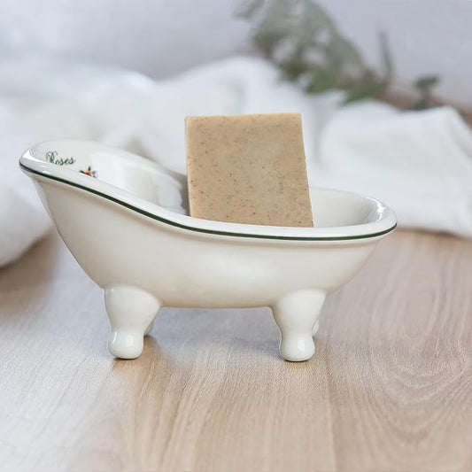 1 Piece 5.6" Ceramic Mini Clawfoot Slipper Bathtub Soap Dish Vintage Decortative Soap Dish