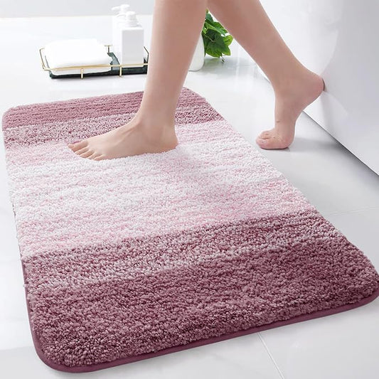 Arotive Microfiber Bathroom Rugs, Shaggy Soft and Absorbent Bath Rug, Non-Slip, Thick Plush Machine Washable Dry Bath Mats for Bathroom, Tub and Shower, 24x16, Mauve