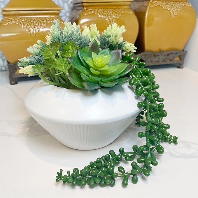 Admired by Nature 7.5" Ceramic Flower Plant Pots Indoor Ceramic, Decorative Planter for Indoor Plant Succulent Home Décor, White