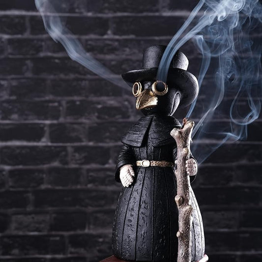 2025 Upgrade Plague Doctor Incense Holder, Plague Doctor Cone Burner Eyes Will Smoke, Handmade Craftfor Desktop Resin Ornament for Home Decoration, Effective Stress & Anxiety Relief. (Large Doctor)